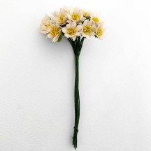 12 Dark Cream Fabric Marigold Flowers for Spring Crafts ~ 1/2" across